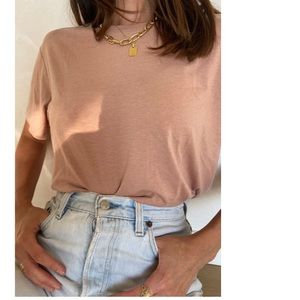 Girlfriend Collective Crop T-shirt in Oyster Pink